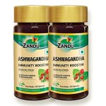 Zandu Ashwagandha Capsules, With Goodness of Natural Extracts of Ashwagandha, Helps Boost Immunity and Useful for Natural Body Strength, Stress Buster – (Pack of 60 Veg capsules x 2)