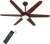 Candes Celestia Fan with Light with 3 colour LED (Warm Yellow, White, Warm White) 5 Star 1200 mm 6 Blade Ceiling Fan(Energy Saving | Rustic Brown | Pack of 1)