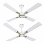 Havells 1200mm Leganza ES 4B Ceiling Fan | Best fan in 4 Blade, Premium Finish Deco. Fan, High Air Delivery | Energy Saving, 100% Pure Copper Motor, 2 Year Warranty | (Pack of 2, Pearl White Silver)