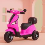 Kidsmate Swift Electric Scooter for Kids | Battery Operated Ride-On Toy with Music & LED Headlights | Wide Seat, Foot Accelerator with Front and Back Storage compartments | for Ages 2-6 Yrs – Pink