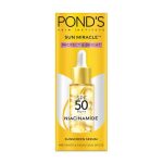 Ponds Sun Miracle SPF 50 PA++ Sunscreen Serum – Protect & Bright, With 1.25% Niacinamide, Prevent & Fade Dark Spots, Lightweight, No White Cast 14ml