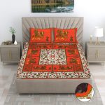 Flipkart SmartBuy 104 TC Cotton Double Jaipuri Prints Fitted (Elastic) Bedsheet(Pack of 1, Multicolor-61)