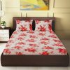 CARLTON LONDON 120 TC Cotton Double Floral Flat Bedsheet(Pack of 1, Red Green)