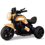 Kidsmate Pro Racer Electric Ride-On Bike for Kids | 3-Wheel Rechargeable Battery-Powered Bike with LED Lights, Music Player & Foot Accelerator | Dual Drive Battery Bike for Kids of Ages 2-5Y – Golden