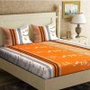 Decent Home 240 TC Microfiber Double Checkered Flat Bedsheet(Pack of 1, Orange)