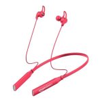 Amazonbasics in-Ear Bluetooth 5.0 Wireless Neckband with Mic, Up to 13 Hours Playback Time, Magnetic Earbuds, Noise Cancellation, Voice Assistant, Dual Pairing and IPX5 Rated (Red)