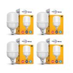 wipro Garnet 40W LED Bulb for Home & Office |Cool Day White (6500K) | B22 Base|220 degree Light coverage |4Kv Surge Protection |400V High Voltage Protection |Energy Efficient | Pack of 4