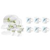 Larah by Borosil Green Leaves Silk Series Opalware Dinner Set, 35 Pieces, White+Larah by Borosil Mimosa Opalware Mug Set, 6-Pieces, White