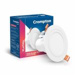 Crompton Star Glaze Pro LED Downlighter 5W Round LED Ceiling Light (Cool Day Light, Pack of 1)| Cut Out Size :95mm