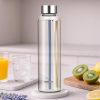Borosil 550ml Artisan Sintra Water Bottle with Steel Lid | Borosilicate Glass Narrow Mouth Bottle for Fridge | Extreme Temperature Resistant For Hot & Cold Water, Milk, Lassi, Juice | Transparent