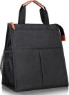PINZOR Insulated Lunch Bag Leakproof Tote for Work, School, Travel, and Picnics Perfect for Women and Men(Black) Nylon, 16.2 Liters