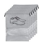 BigPlayer Travel Shoe Pouch Set – Pack of 6, Grey Transparent Non-Woven Fabric Shoe Covers – Keep Your Shoes Protected While Traveling