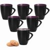 Treo by Milton Delta Coffee Mug, Set of 6, 240 ml Each, Ceramic Mugs, Microwave and Dishwasher Safe, Crockery Cup Set Ideal for Daily Use & Gifting, Black Glossy Finish