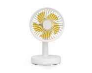 Quantivo Rechargeable Mini Table Fan | Portable Desk Fan with High-Speed Cooling | | Silent Air Cooler with 3 Speed Settings (White-Yellow)