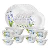 Larah by Borosil Lavender Opalware Dinner Set, 28 Pcs, White