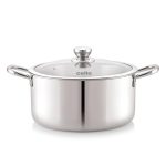 Cello Tri-Ply 20 cm Stainless Steel Cookware Casserole, 3 LTR | Tri-Ply Bottom Casserole with Glass Lid | Induction and Gas Stove Friendly | for Biryani/Pulao/Halwa/Curries | Silver
