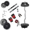 Lifelong PVC Home Gym Set 20kg Plate 3feet curl Rod and Dumbbells rods with Gym Accessories