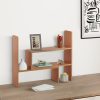 Amazon Brand – Solimo Adjustable Wood Desktop Storage Organizer Display Shelf Rack | Spice Rack | Counter Top Bookcase Book Shelf | Home Décor Display & Storage Rack | Cabinet Unit |Brown