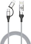Callmate USB Type C Cable 2 A 1 m 4 in 1 USB Type C to Type C Fast Charging for all devices(Compatible with Phone, Tablet, Laptop, Silver, One Cable)