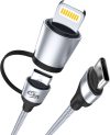 Callmate 2-in-1 Cable 2 A 1 m 60W 2in 1 Type C to Type C Fast Charging/ Data Cable(Compatible with Type C and Lightning Devices, Silver, One Cable)