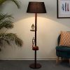 tu casa Floor Lamps with Mango Wood Base & Black Cotton Shades for Home Décor, Bedrooms Corner, Living Room, Gifting, Diwali Decoration, Dining Space, Study Room, Hall (H- 148cm) – Bulb not Included