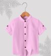 RUTABO Boys Solid Casual Pink Shirt