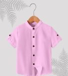 RUTABO Boys Solid Casual Pink Shirt