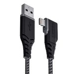 Ambrane USB to Lightning 12W Fast Charging, L Shape for Easy Holding, 480 Mbps Data Sync Cable for iPhone, iPad, Macbook, iMac, Airpods – 1.25m (ABLL-125 Black)