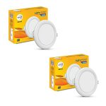 Wipro Garnet 15W Round LED Alpha Panel | Cool Day White (6500K) | Recessed Down Light for False Ceiling | Cutout – 153mm | Pack of 2