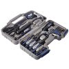 Amazon Brand – Solimo Plastic Household Tool Set (Dark Blue, 38-Pieces)