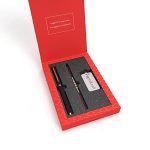 Paperkraft Expressions Gift Set – 1 Ceramic Roller ball Metal Pen with Gold trims 0.6 mm Stainless Steel Tip + 1 Stainless Steel Key Chain + 1 Free* Rakhi Band