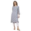 Mode Women’s Rayon Printed Regular Kurta (MFK0054_Blue