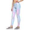 Urban Komfort Women’s Slim Fit Poly Cotton Printed Leggings Track Pants for Yoga Gym Workout Running Sports Tights (Light Blue & Pink, Small)