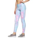Urban Komfort Women’s Slim Fit Poly Cotton Printed Leggings Track Pants for Yoga Gym Workout Running Sports Tights (Light Blue & Pink, Small)