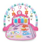 BUMTUM Baby Piano Gym Pink Hut | Play Mat for Gym & Fitness Rack with Hanging Rattles Keyboard Set with Music Mode.