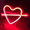 SATYAM KRAFT Heart Design Neon LED Light for Gift Room and Home Decoration Red Color with USB Plug and Battery Socket, Valentine Decoration Item (Red, 1 Piece)