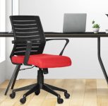 Da URBAN® Bella Mid-Back Revolving Mesh Ergonomic Chair for Home & Office with Tilt Lock Mechanism, Armrest & High Comfort Seating (Red)