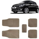 Kingsway Carpet Style Universal Car Mats for Maruti Suzuki Swift, 2011-2017 Model, Beige Color Anti Slip Car Floor Foot Mats, Complete Set of 5 Piece, Premium Series