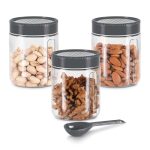 MILTON Radiant 750 Plastic Pet Storage Jar and Container, Set of 3, 650 ml Each, Grey