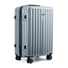 MOVE-MEANT ROAMIFY Medium Cabin Suitcase 66 Cm 8 Wheels Number Lock Poly Carbonate Silver Trolley Bag for Men & Women | 360 Degree Wheeling System Luggage | Trolley Bags for Travel