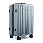MOVE-MEANT ROAMIFY Medium Cabin Suitcase 66 Cm 8 Wheels Number Lock Poly Carbonate Silver Trolley Bag for Men & Women | 360 Degree Wheeling System Luggage | Trolley Bags for Travel