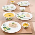 Larah by Borosil Fluted Series Fern Opalware Dinner Set | 19 Piece for Family of 6 | Microwave & Dishwasher Safe | Bone-Ash Free | Crockery Set for Dining & Gifting | Plates & Bowls | White