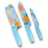 MORGLES Professional 3-Piece Kitchen Knife Set – High Carbon Stainless Steel Chef, Utility & Santoku Knives with Ergonomic Blue Handles (3PC)