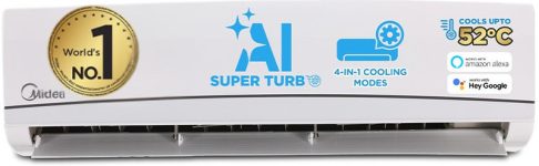 Midea 2025 Model 4 in 1 Convertible Cooling AI 1.5 Ton 3 Star Split Inverter HD� Filter with Auto Cleanser,SANTIS NEO RYL AC with Wi-fi Connect – White(MAI18SD3R35W0, Copper Condenser)