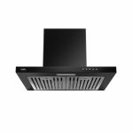 Glen 60 cm 1100 m³/hr T-Shape Kitchen Chimney || Baffle Filter||easy clean ||(Hood Kona, Push Buttons Control,Black)