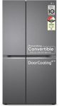LG 650 L Frost Free Side by Side Convertible Refrigerator with Smart Inverter Compressor, Convertible, Door Cooling+, Multi Air Flow & Smart Diagnosis(Steel, GL-B257HDS3)