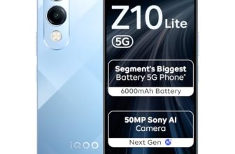 iQOO Z10 Lite 5G (Titanium Blue, 4GB RAM, 128GB Storage) | 6000 mAh Battery | Dimensity 6300 5G Processor with 433K+* AnTuTu Score | IP64 Rated & Military Grade Shock-Resistance*