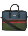 Vaku Luxos® MILAN 14 Inch Laptop Bag Leather Collection Messenger Organizer Shoulder Sling Office Bag for Men & Women With Adjustable Strap for Laptop and MacBook up to 14″ (Blue & Green)