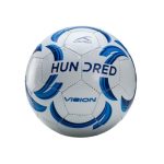 HUNDRED Vision Soccer Foot Ball|Size 5|All-Weather Multi-Terrain Ball|Peak Performance On All Surfaces: Hard Ground,Wet Grass & Turf|Bult for Accurate Passes & Powerful Shots (White/Blue/Purple)