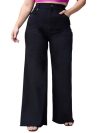 Miss Chase A+ Women’s Wide Leg High Rise Regular-Length Stretchable Denim Jeans (APAW24DEN86-88-62-28, Black, 28)
